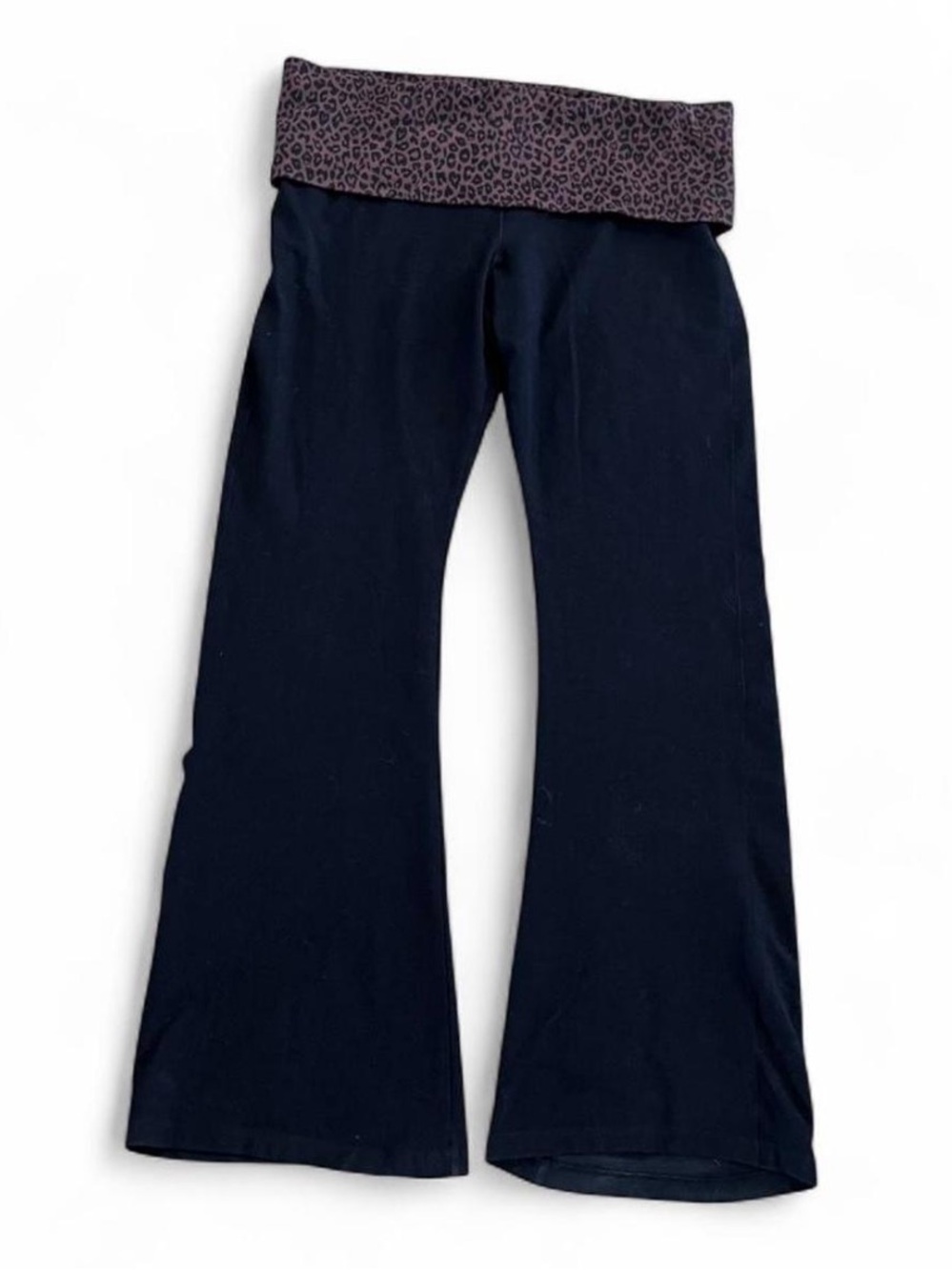 Victoria’s Secret Fold Over Flare Yoga Pants with Leopard Waistband